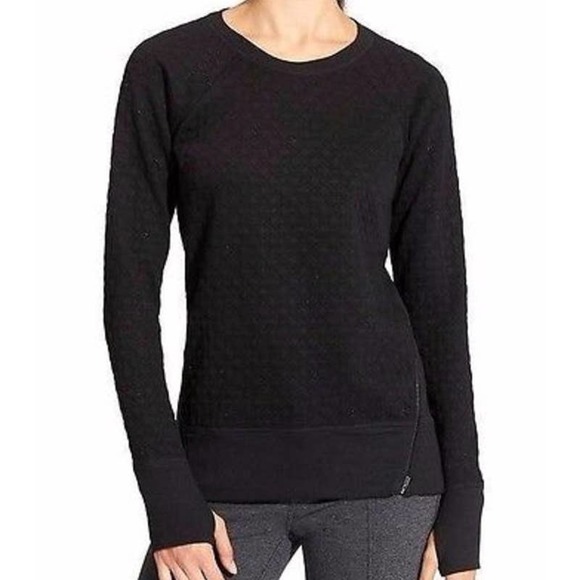 Athleta Black Quilted R&R Pullover XXS Sparkle Zip - Picture 1 of 7